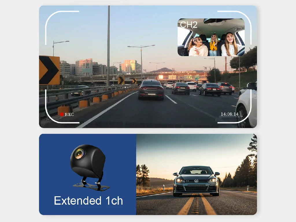 The GD09 dashcam with the Galagps app showing remote monitoring, real-time location, and track playback features.