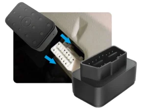 Installing a great will OBD GPS tracker into a vehicle's diagnostic port.
