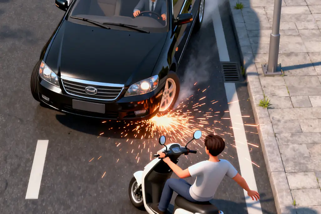 A car protected by a 24-hour digital shield, illustrating the GD08's round-the-clock parking monitoring feature.