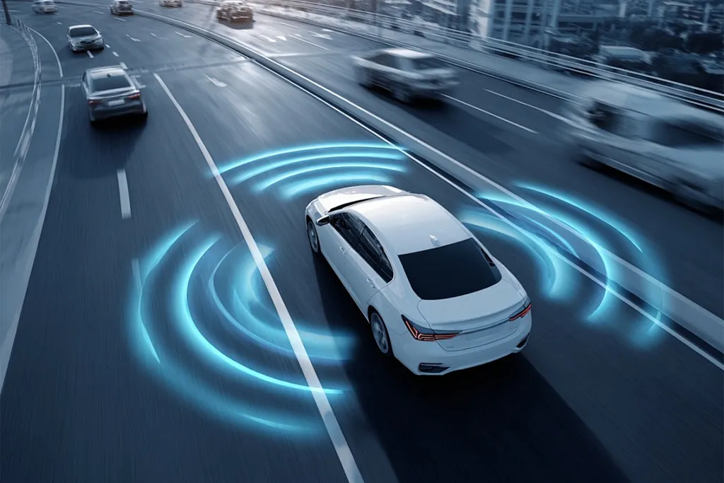 A car protected by a 24-hour digital shield, illustrating the GD08's round-the-clock parking monitoring feature.