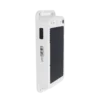 White portable solar charger with a black solar panel