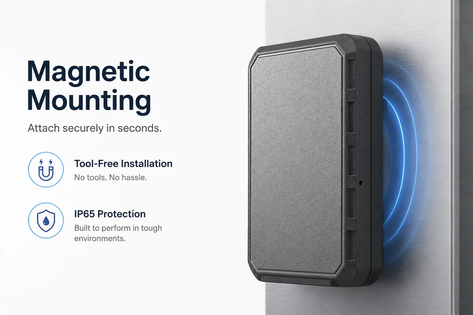 Magnetic Mounting: Attach securely in seconds. Features tool-free installation and IP65 protection