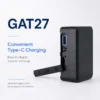 GAT27 portable charger with a USB-C charging port and fold-out connector