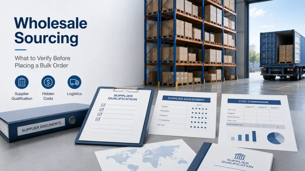 Wholesale sourcing guide: verify supplier qualification, hidden costs, and logistics before bulk orders