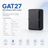 GAT27 mini wireless GPS tracker, a 4G CAT1 device with Type-C charging, 1500mAh battery, and alarm features