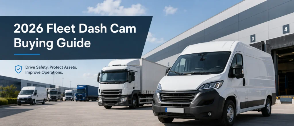 2026 Fleet Dash Cam Buying Guide banner: Drive Safety. Protect Assets. Improve Operations